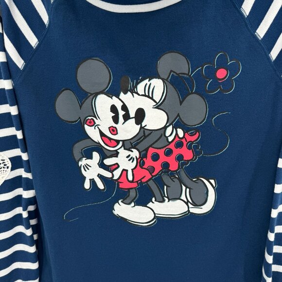 Disney‎ Parks Mickey & Minnie Hoodie With Lace Hem & Striped Sleeves Size LG - Picture 4 of 10